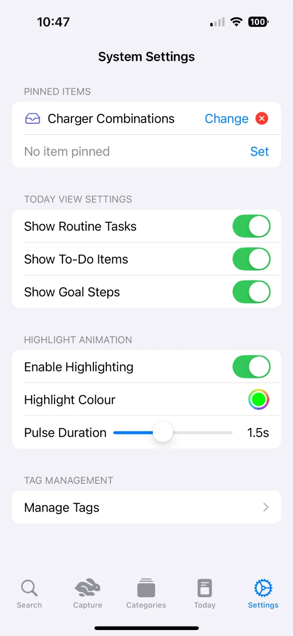 Memphemera Settings
